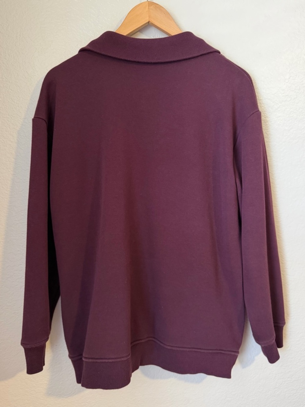 Athleta Cozy Karma 1/2 Zip Sweatshirt Maroon Burgundy Pullover Athleisure Large - Picture 4 of 8